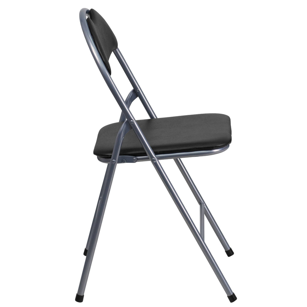 Black Vinyl Metal Folding Chair 4 Pk N22422