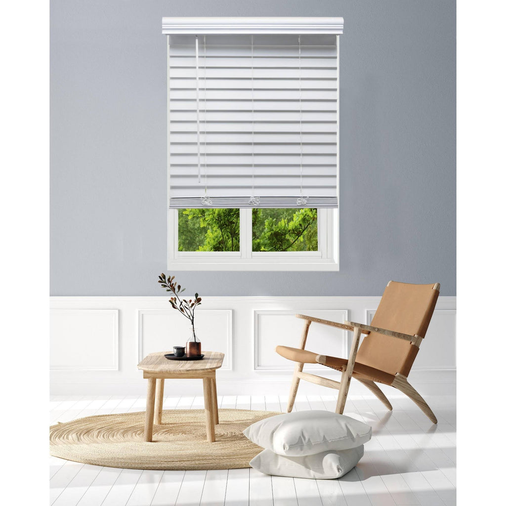 White 68.5 W x 60 H Faux Wood Blinds Q98621
