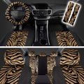 Zebra Print Car Seat Covers Full Set with Seat Belt Pads and Steering Wheel Cover H98746