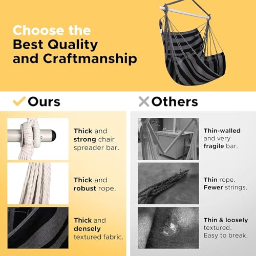Hammock Chair Swing with Anti-Slip Steel Spread Bar and 2 Cushions B762