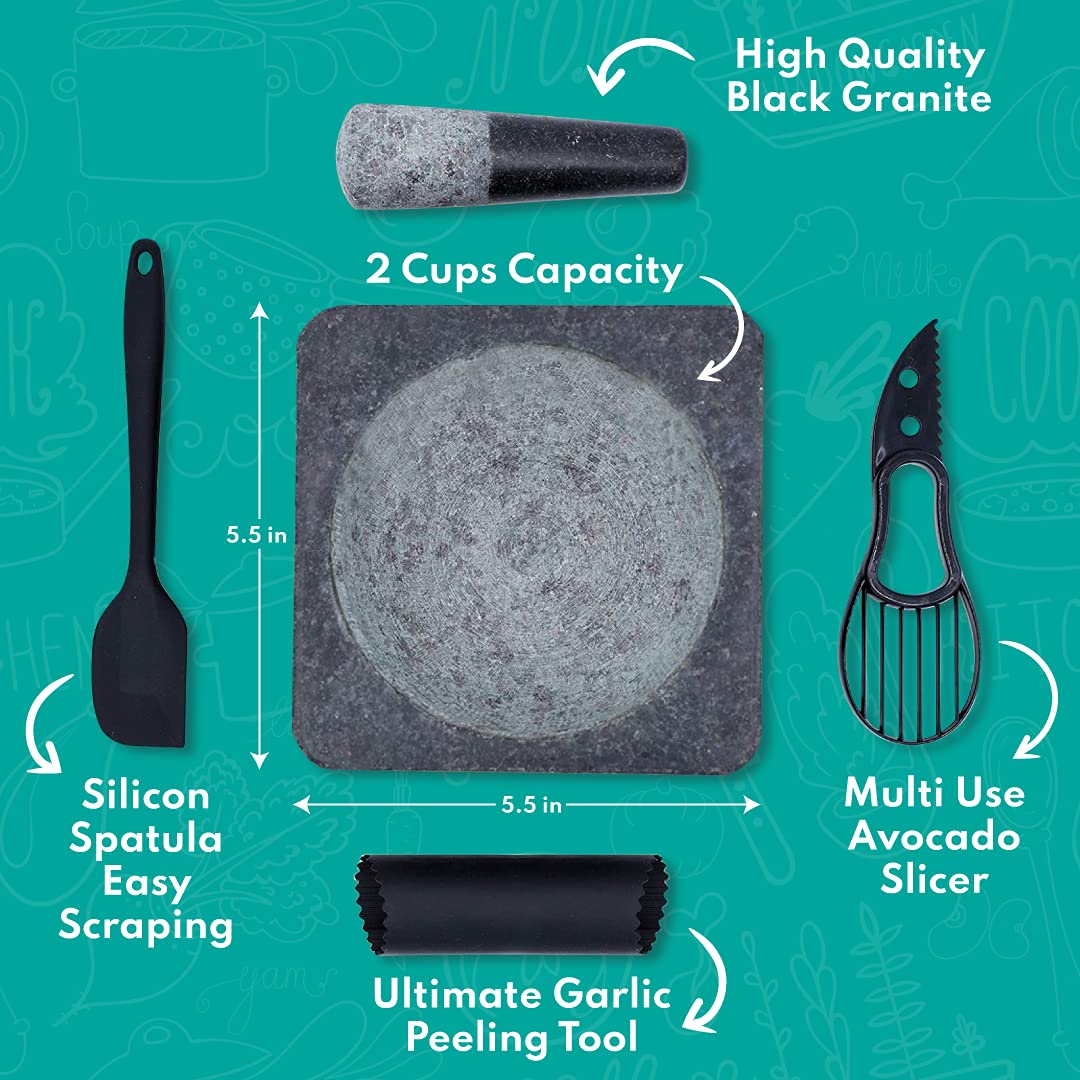 Large Granite Mortar and Pestle Set, Pack of 2 N806
