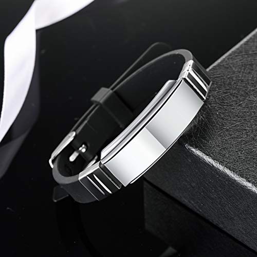 Custom Engraved Silicone Adjustable Medical ID Bracelet with Emergency Card M4137