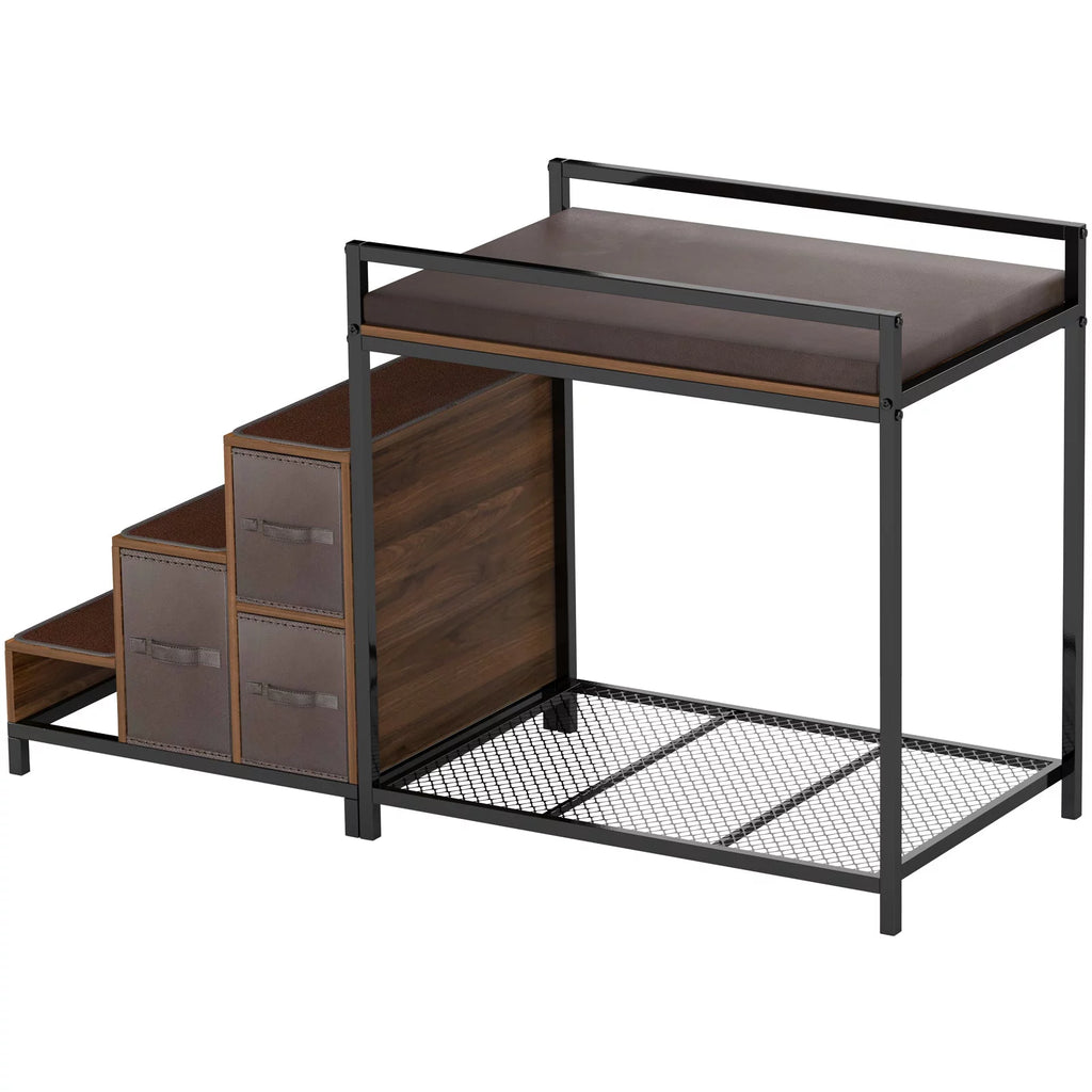 Dog Bunk Bed Elevated with Non-slip Pad and Storage F840751