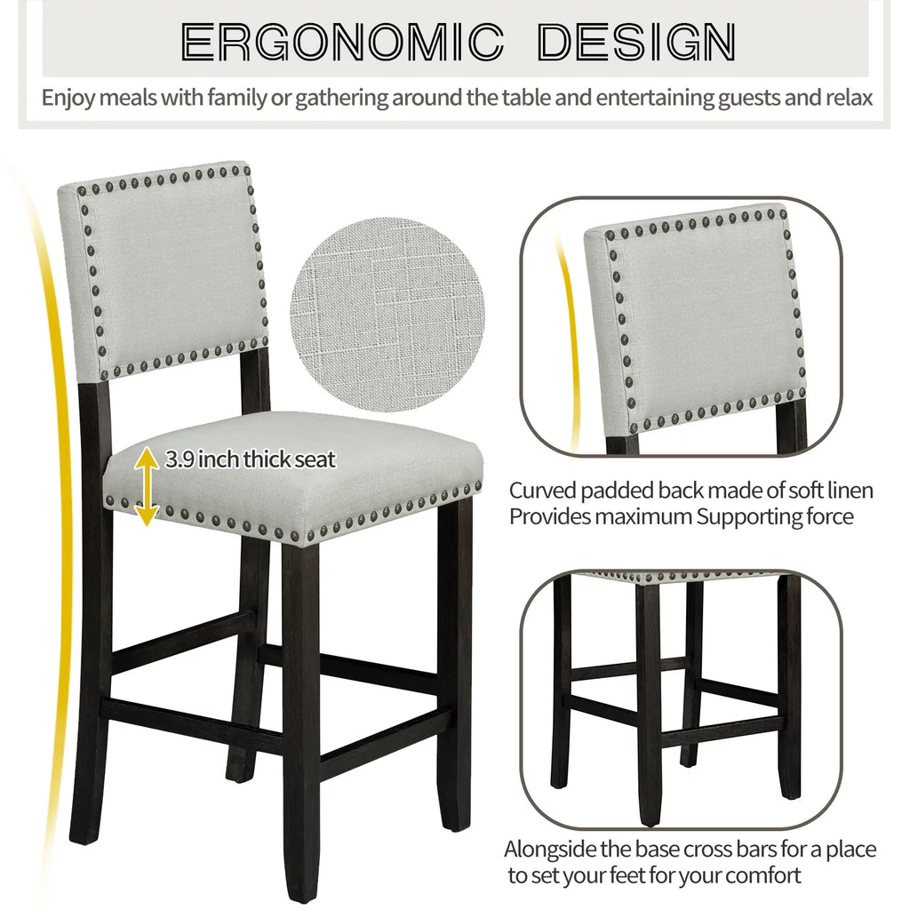 5 Piece Counter Height Dining Table Set with 4 Cushioned Chairs T77913