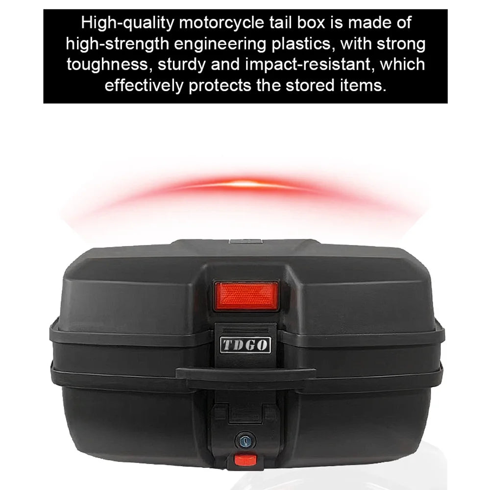 48L Motorcycle Tail Box Rear Trunk Waterproof with 2 Keys Mounting Base Plate P9456