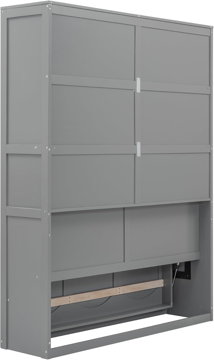Gray Queen Size Murphy Bed with Shelves M972235