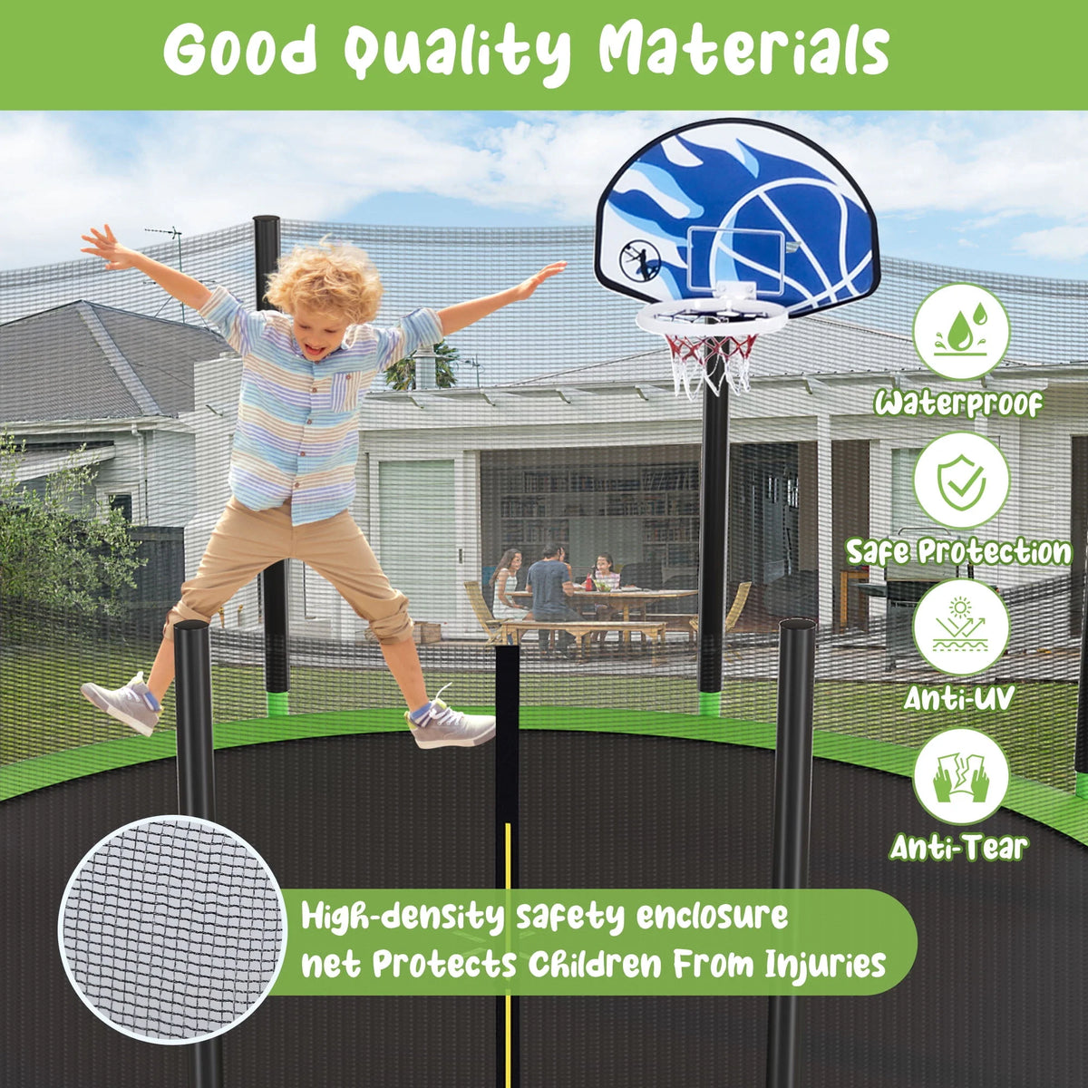 16FT Trampoline with Safety Enclosure Net, Basketball Hoop and Ladder J117129
