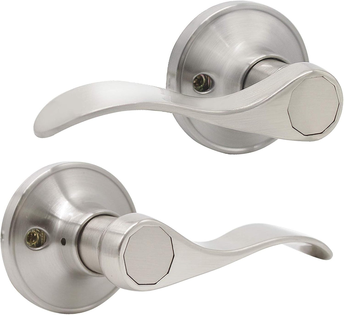 2 Pair Universal Door Lever Handleset Satin Nickel Finish Y2713