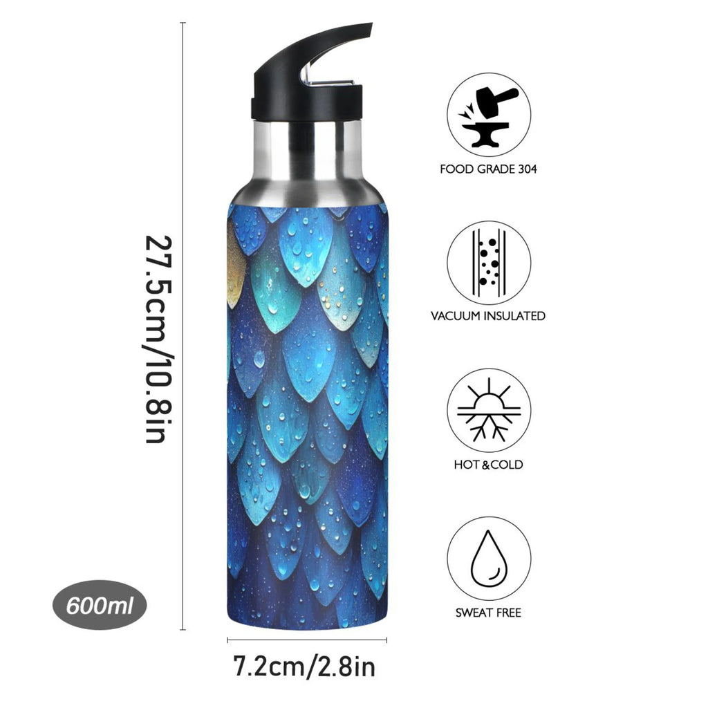 20 oz Insulated Stainless Steel Water Bottle with Straw Lid O7716