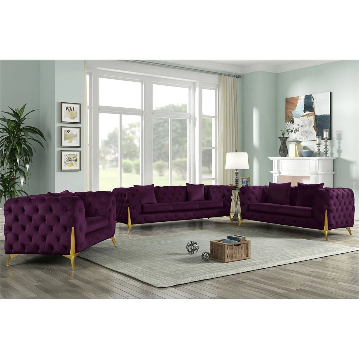 Purple Velvet Sofa Q4256