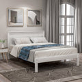White Twin Wood Platform Bed Frame with Headboard R6870