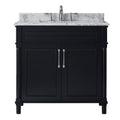 Black Vanity with Carrara Marble Top with White Sink T1249