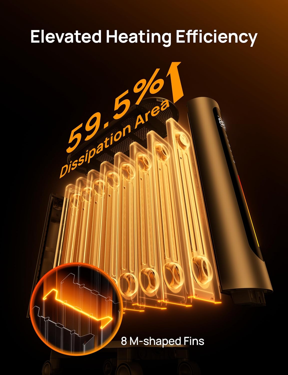1500W Oil Filled Radiator Heater with Remote Control, Gray N6571