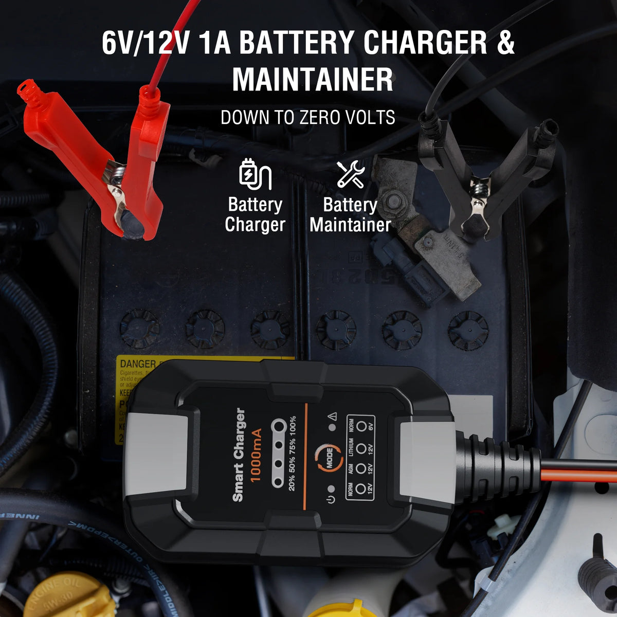 6V/12V 1A Trickle Charger Battery Maintainer Z21750
