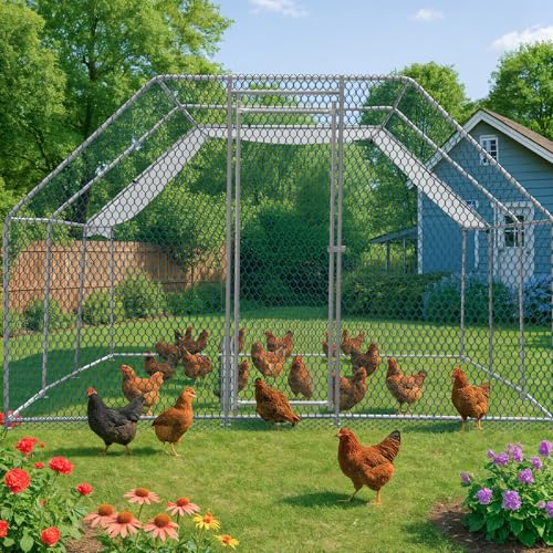 6.5 x 10 FT Metal Chicken Coop with Waterproof Cover A500265