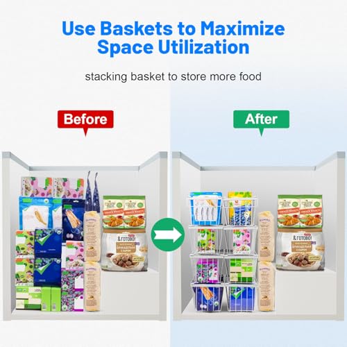 8 Pack Stackable Freezer Organizer Bins with Side Handle M1211