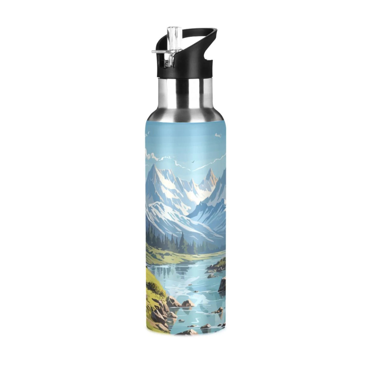 Insulated Stainless Steel Water Bottle with Straw Lid 20 oz N106