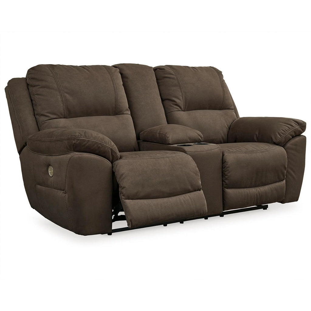 Brown Faux Leather Power Reclining Loveseat X138453