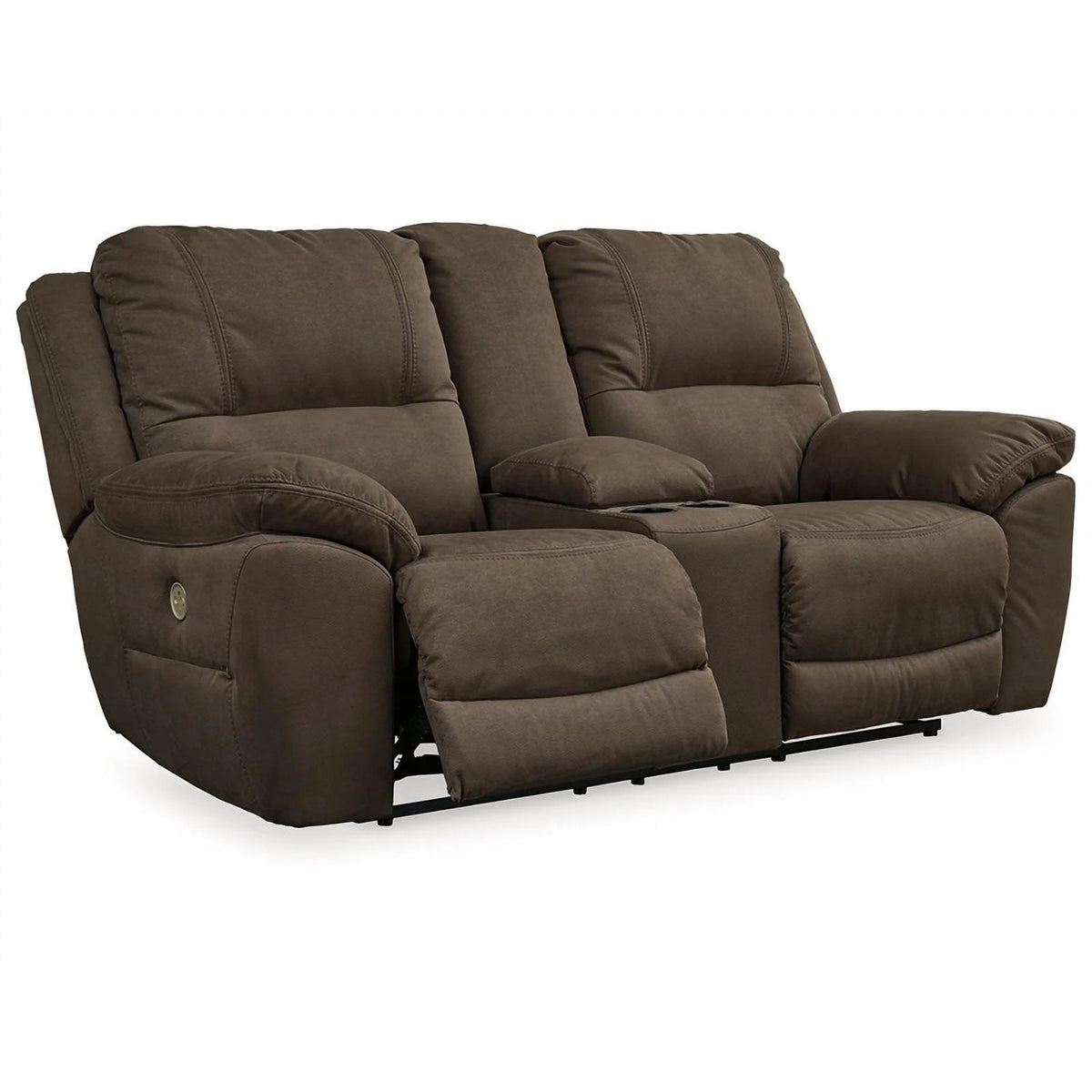Brown Faux Leather Power Reclining Loveseat X138453