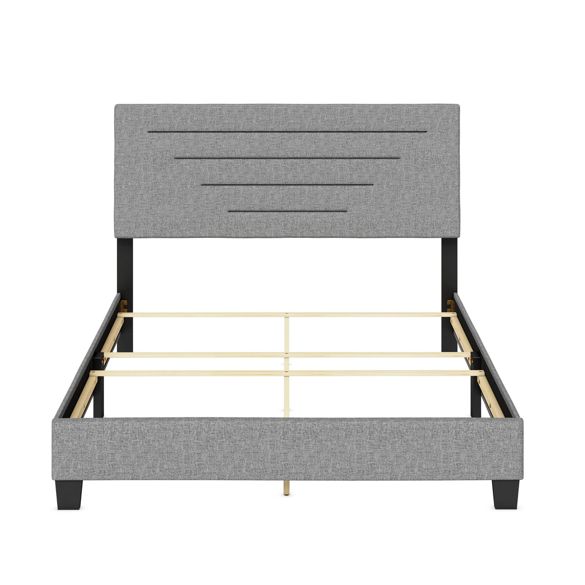 Charcoal Full Linen Bed Frame X38587