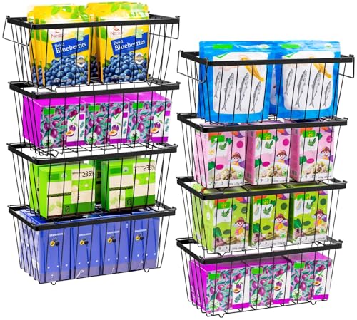 8 Pack Stackable Freezer Organizer Bins with Side Handle M1211