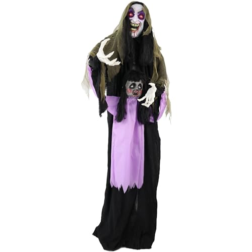 5.25-ft. Standing Gravekeeper Animatronic with Red LED Eyes and Sound Effects T3893