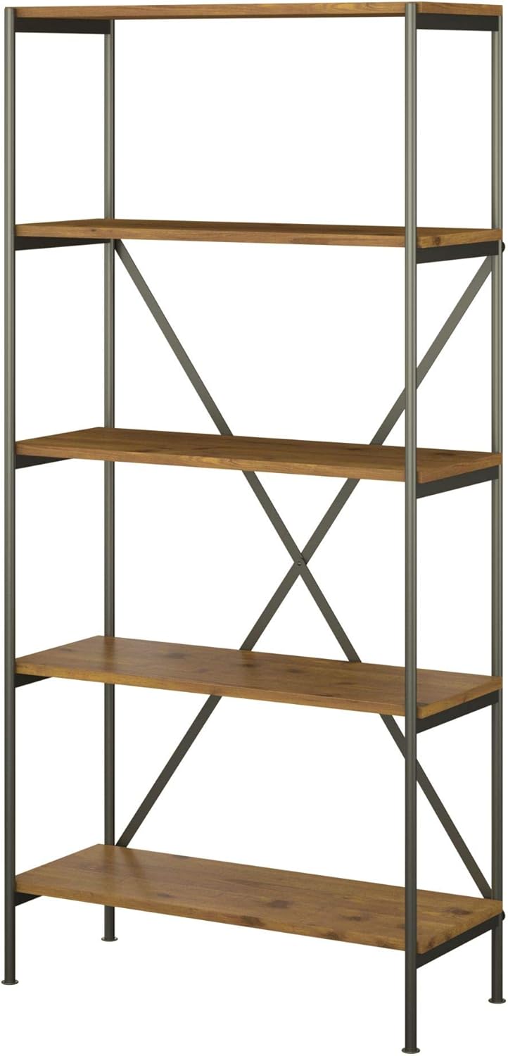 Vintage Golden Pine 5 Shelf Etagere Bookcase D2098