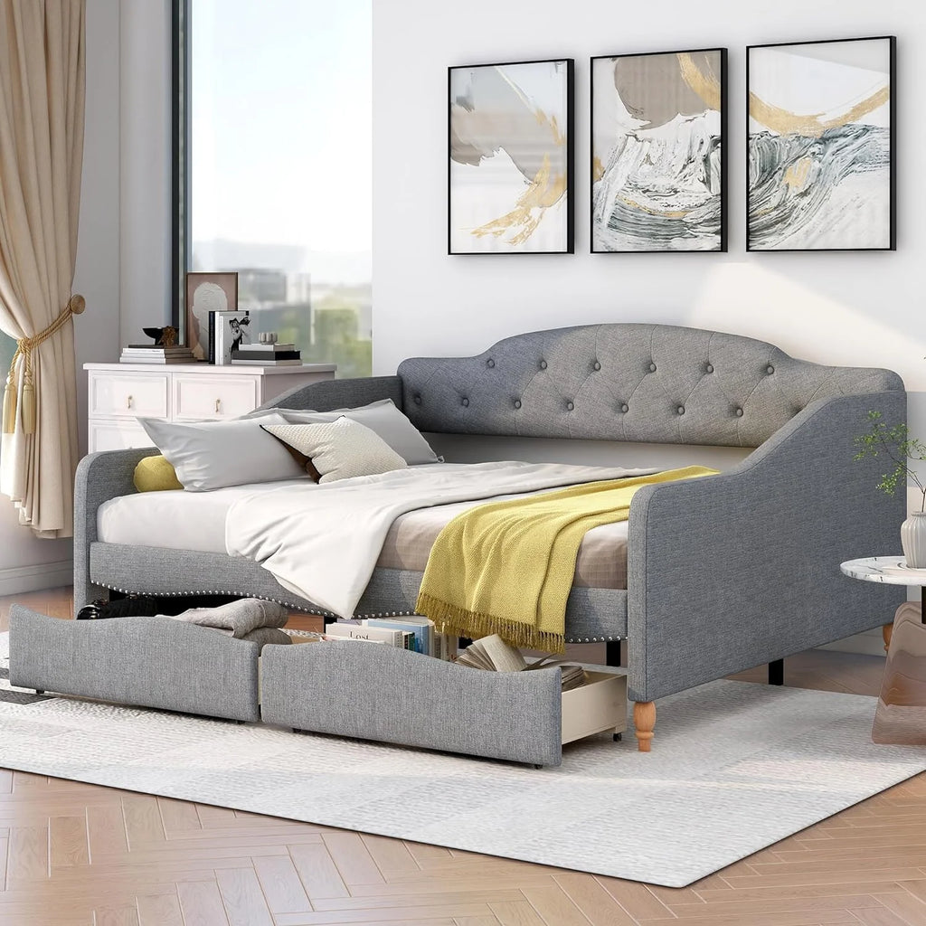Upholstered Full Daybed with 2 Storage Drawers M679