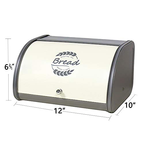 Metal Bread Box with Roll Top Lid Q3442