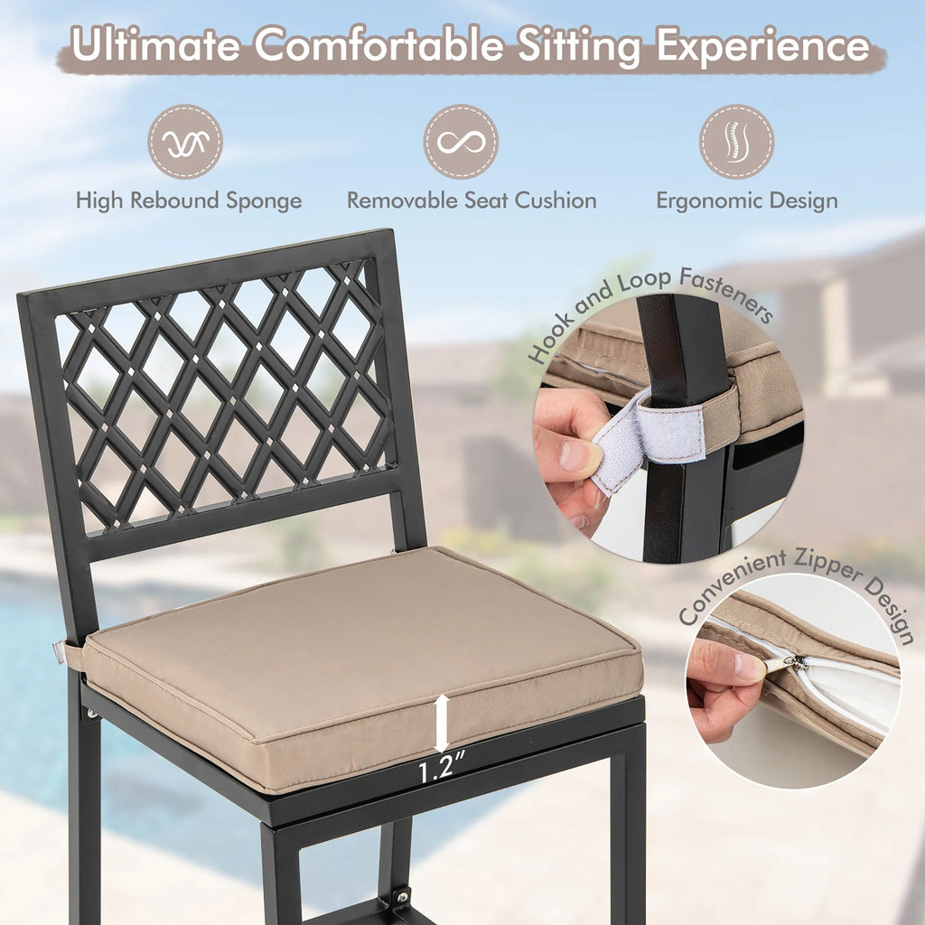 Set of 2 Metal Bar Stools with Cushion A1507