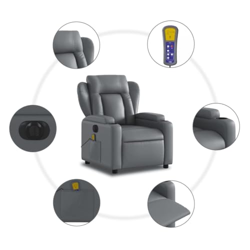 Gray Faux Leather Electric Massage Recliner Chair B991