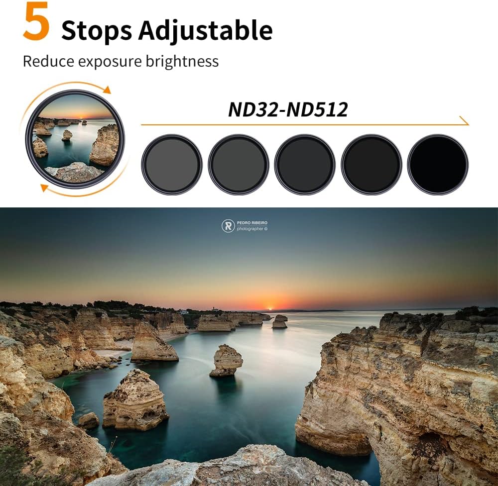 67mm Variable ND Filter ND32-ND512 5-9 Stops Neutral Density Lens Filter B256