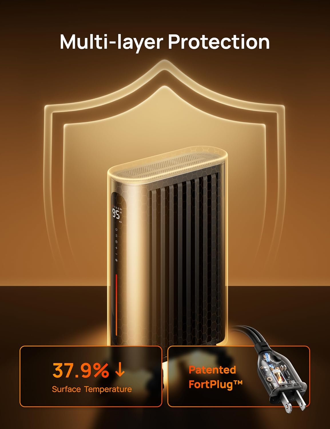 1500W Oil Filled Radiator Heater with Remote Control, Gray N6571