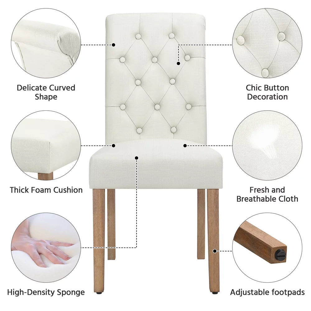 Beige Fabric Upholstered Dining Chair, 2 Piece D148057