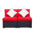 2 Pcs PE Rattan Wicker Patio Sofa Set W39579