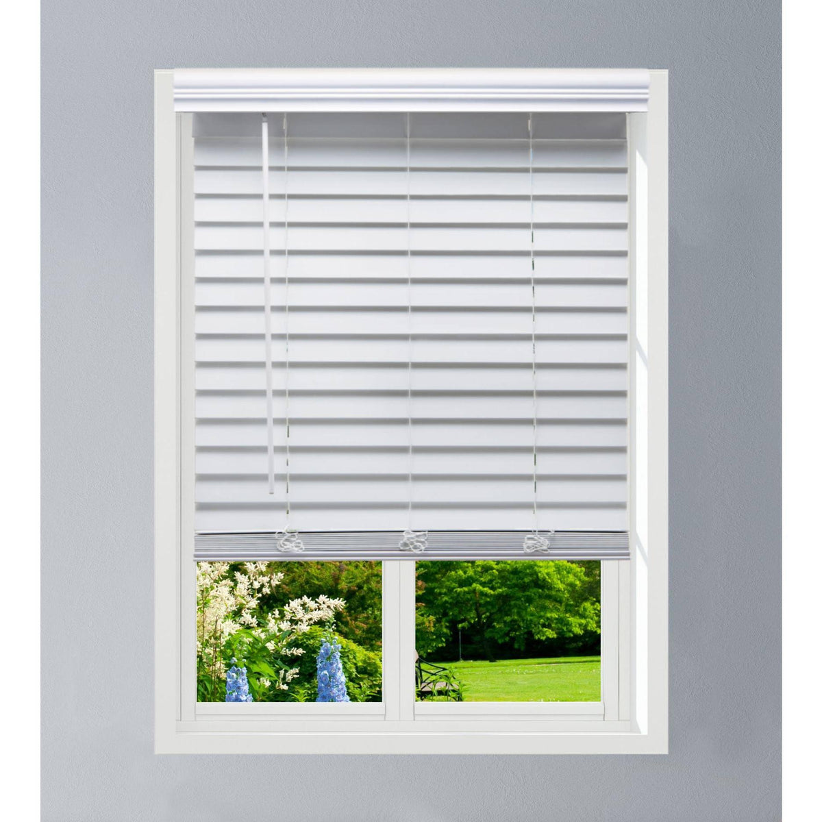 White 68.5 W x 60 H Faux Wood Blinds Q98621