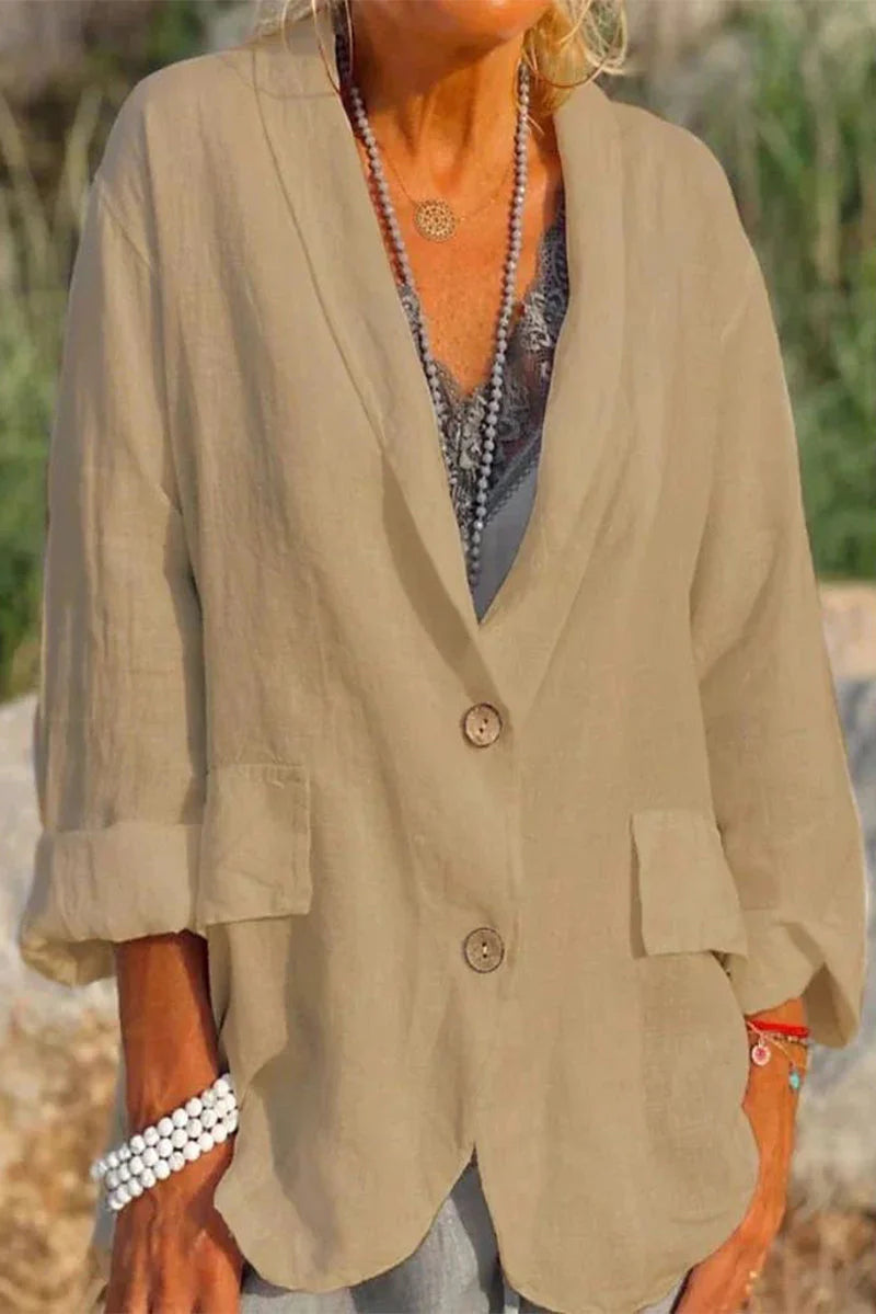 Solid Turn-back Collar Outerwear T79360