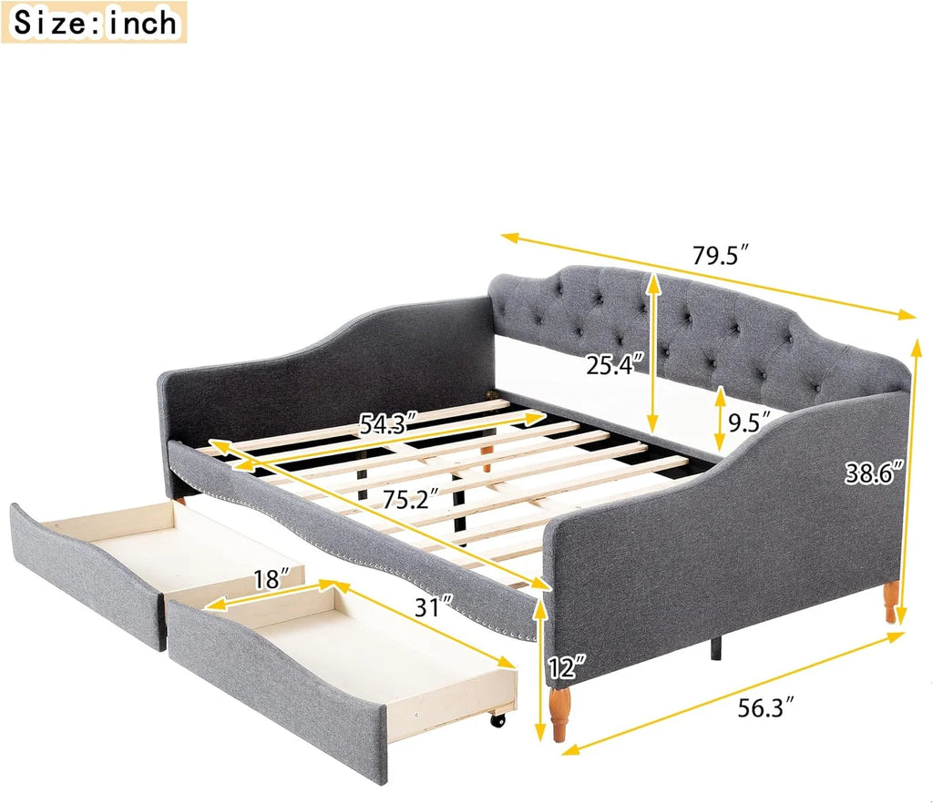 Upholstered Full Daybed with 2 Storage Drawers M679
