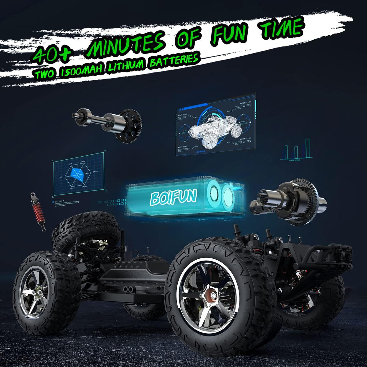1:10 Scale 4WD RC Truck with 2 Rechargeable Batteries X749
