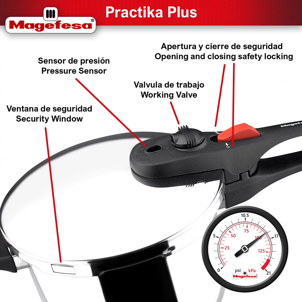 Practika Plus 3.3 Quart 18/10 Stainless Steel Pressure Cooker L31926