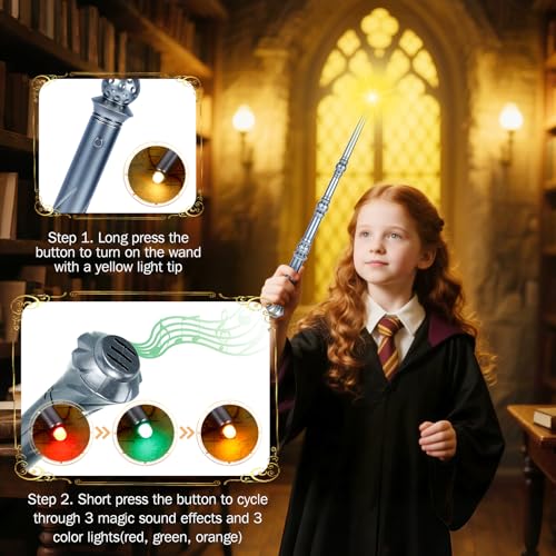 Light Up Magic Wand with Sounds & 4 Color Lights, Brown, 2PCS U605238