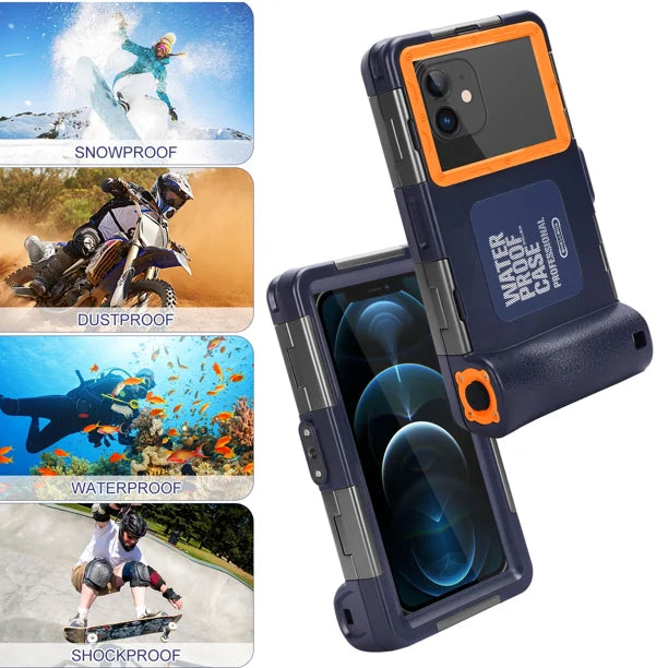Waterproof Protective Case for Phones Up to 6.9 Inch with Lanyard J844