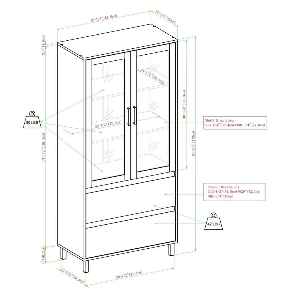 Glass Door Bookcase U43069