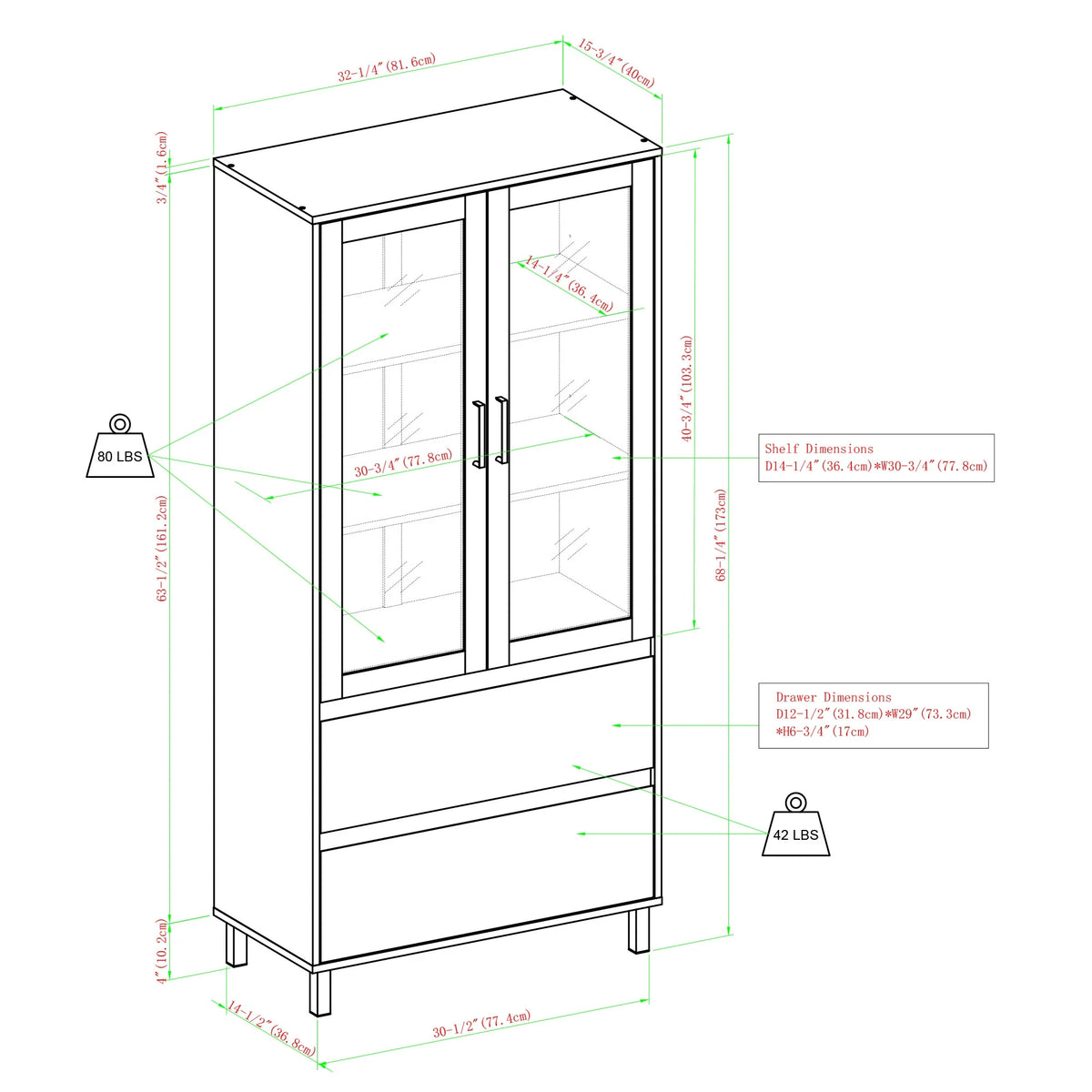Glass Door Bookcase U43069