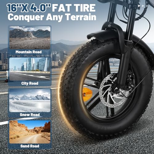 16" Fat Tire Electric Bike with 36V 10.4Ah Removable Battery F84509