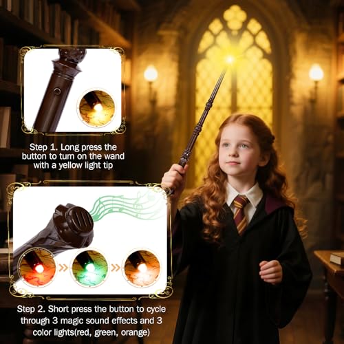 Light Up Magic Wand with Sounds & 4 Color Lights, Brown, 2PCS U605238