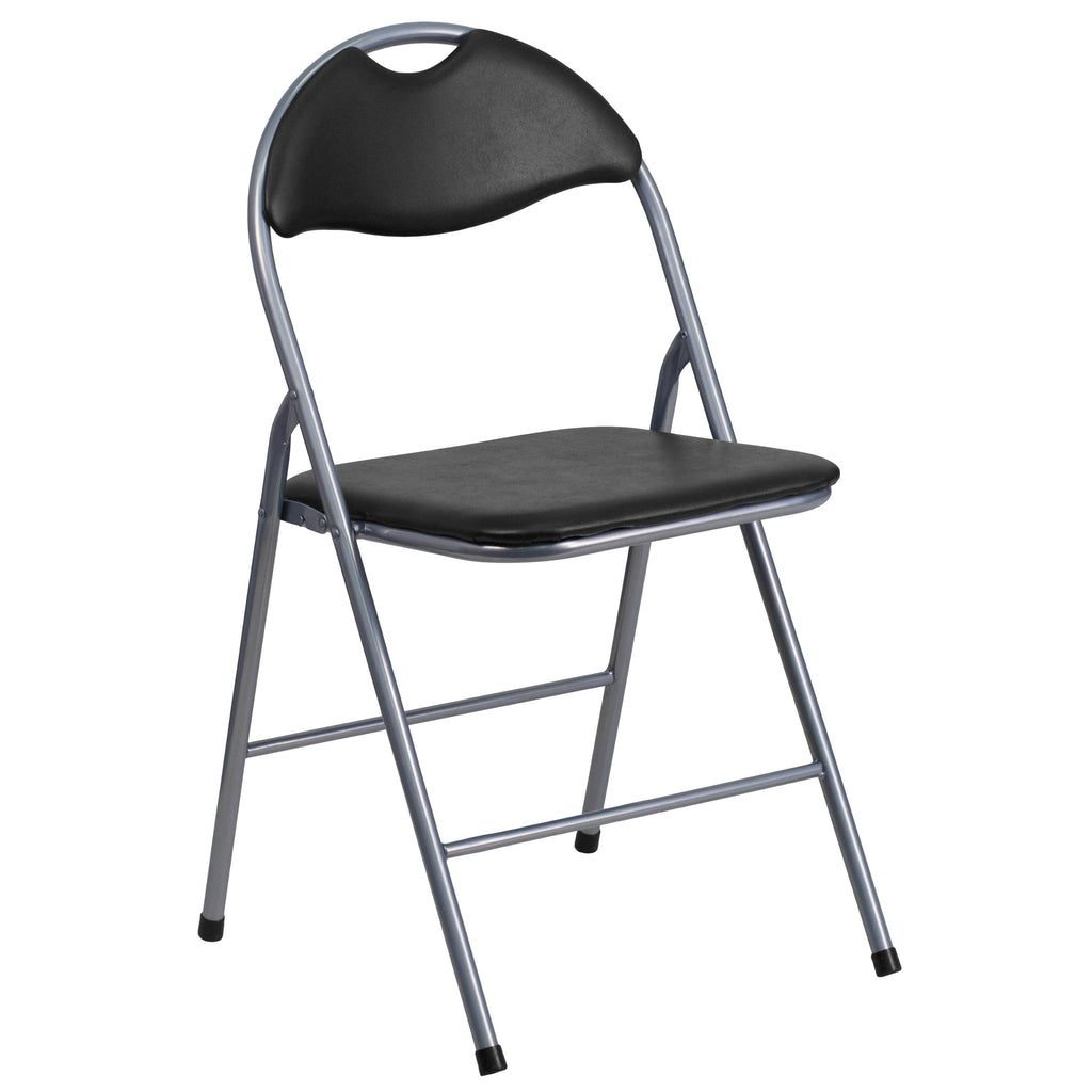 Black Vinyl Metal Folding Chair 4 Pk N22422