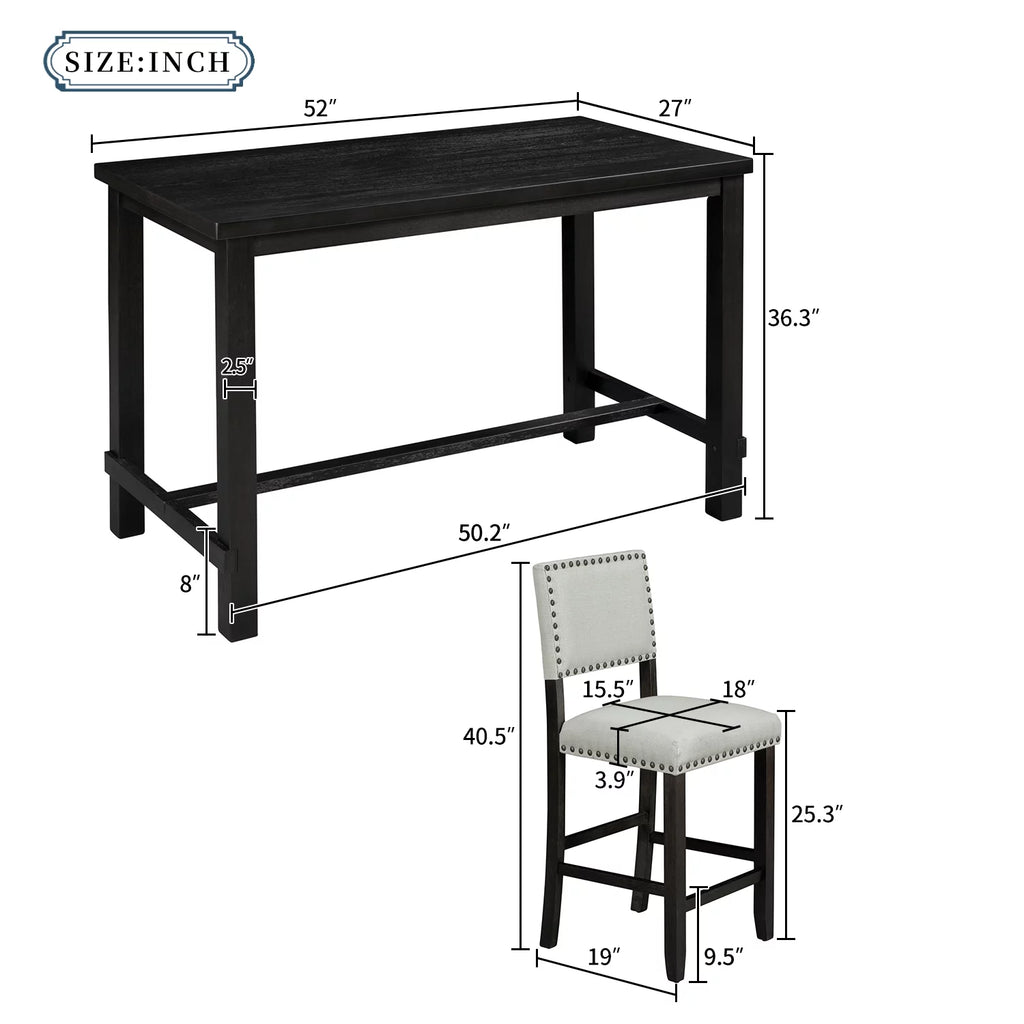 5 Piece Counter Height Dining Table Set with 4 Cushioned Chairs T77913