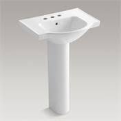White 24 In. Pedestal Bathroom Sink with 4 In. Centerset Faucet Holes S6427