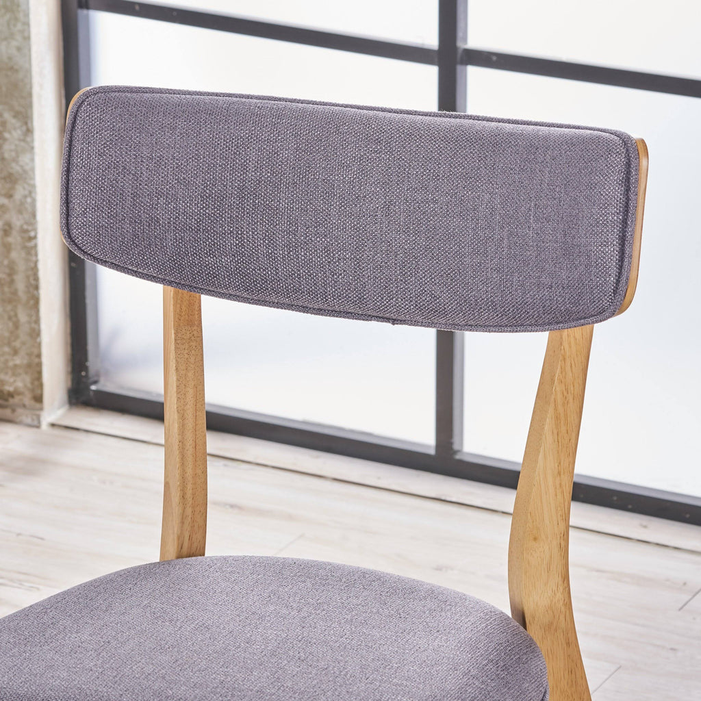 Set of 2 Light Beige Fabric Dining Chairs with Natural Oak Finish S4371